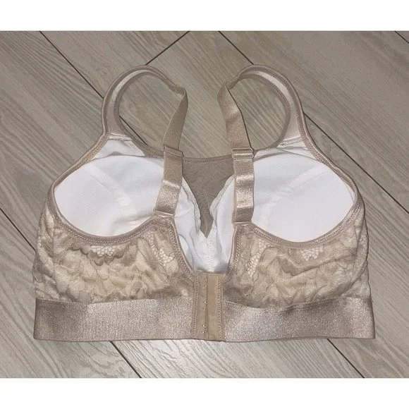 Breezies A382551 Lace Overlay Bralette Lined Wire Free Womens S Small Beige - Picture 4 of 7